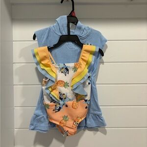 Bluey Swimsuit and Coverup NEW size 18m